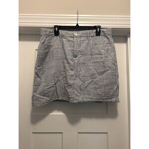 CROFT & BARROW Gray White Striped Skort Skirt with Shorts Womens Size 16 Plus